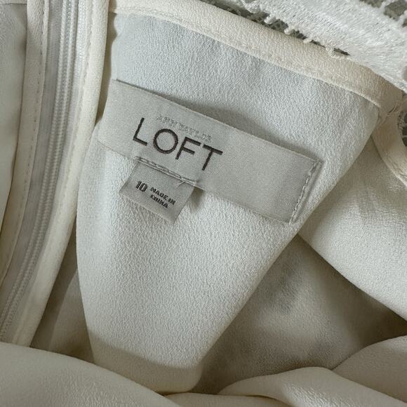 Loft Dress Womens Medium Ivory Lace Knit Layered Costal Lined Breathable Beach - Picture 6 of 11